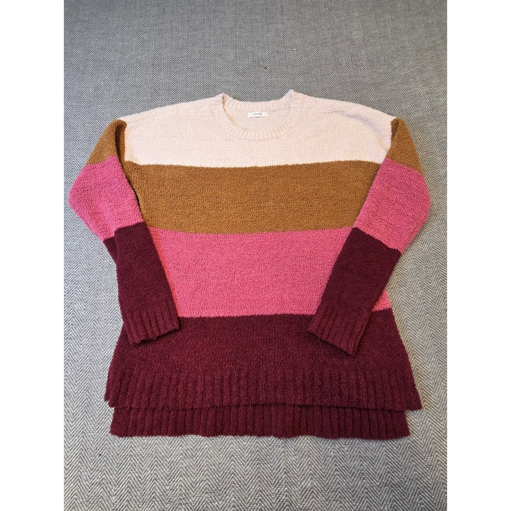 Maurices Sweater Women's XL Berry Colorblock Cozy Long Sleeve Crew Neck Pullover